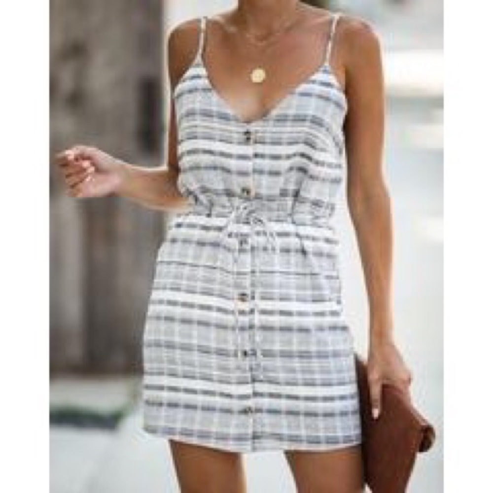 Vici Hartley Cotton Striped Button down dress